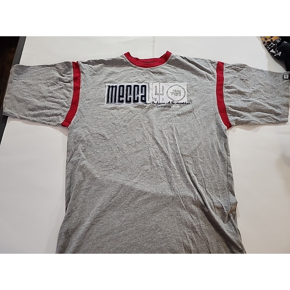 Mecca Since Day One Men's Apparel Ringed Collar Tee Size Lg Gray/Red/White/Black